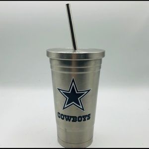 Dallas Cowboy Stainless Steel Tumbler 6 Oz w Straw